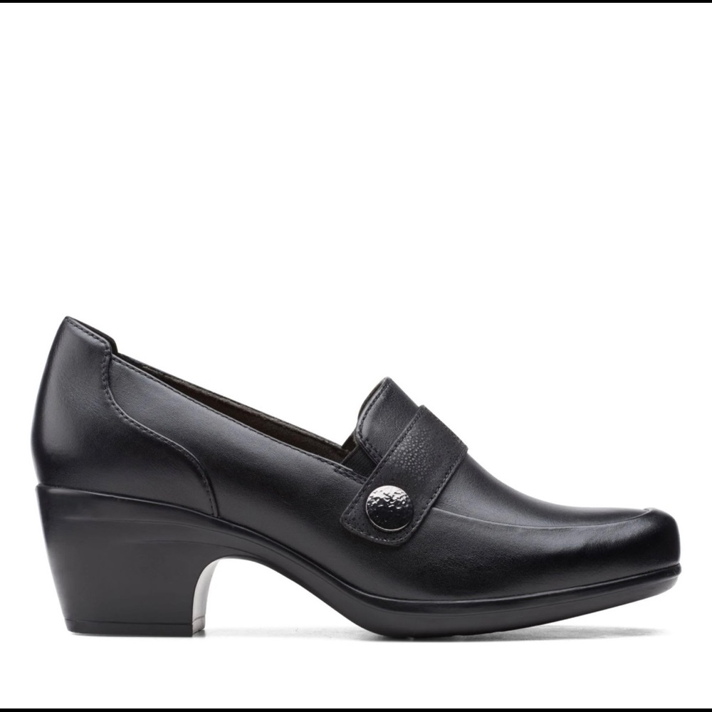 NIB Clark’s Emily Andria Wm Sz 8 Black Leather Loafers